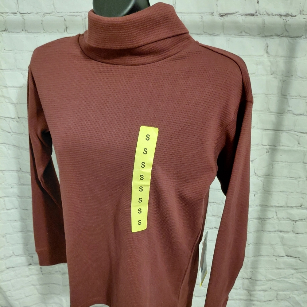 Lands' End Deep Red Funnel Neck Top